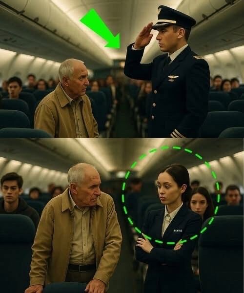 An elderly veteran was quietly asked to give up his seat on a flight — just to make room for a family… He didn’t argue – he just stood up! But 9 minutes after takeoff was delayed, the pilot …
